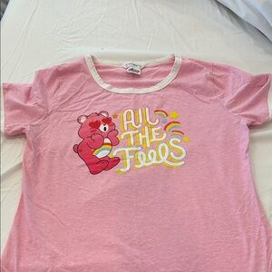 PatPat Pink Short Sleeve Tee with care Bears Design